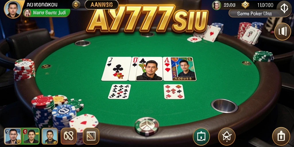 Screenshot dari gameplay A7777 yang menunjukkan aksi poker yang mendebarkan.