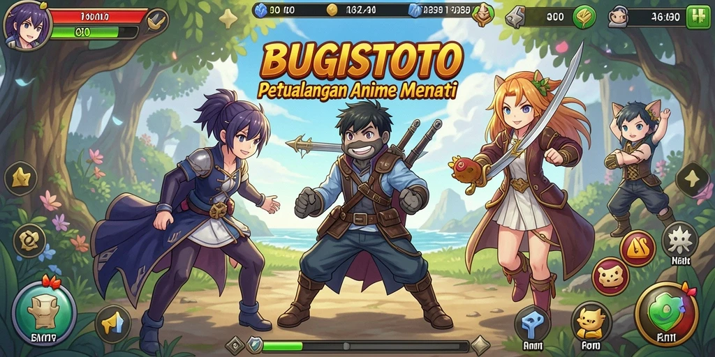 Tampilan gameplay seru dalam BUGISTOTO dengan karakter Anime yang menarik.