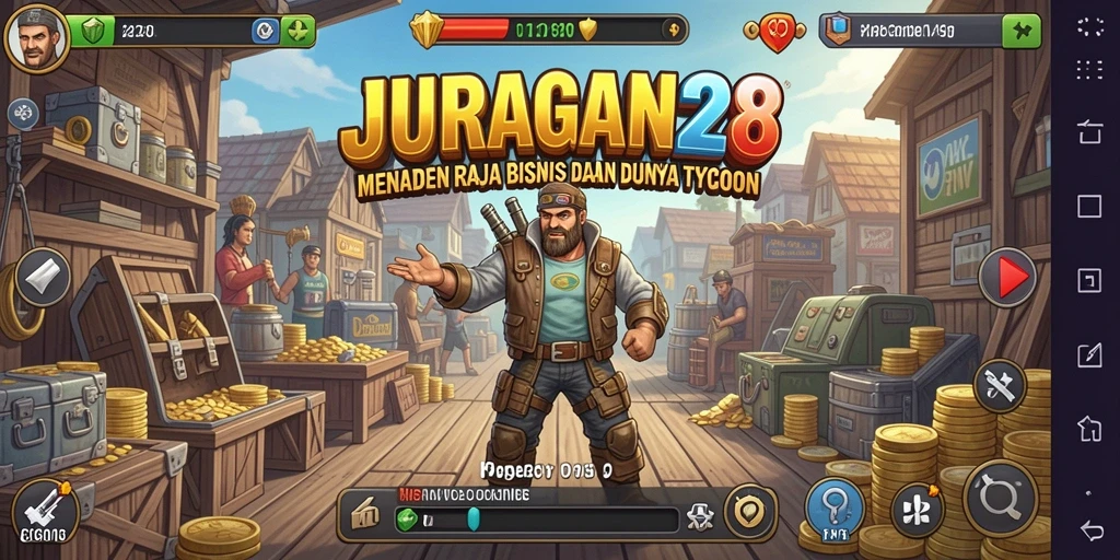 Tangkapan layar dari gameplay JURAGAN28 yang menampilkan manajemen bisnis yang seru.