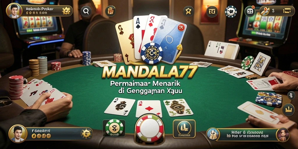 Tampilan gameplay poker di MANDALA77 yang menarik dan interaktif.