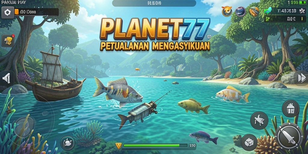 Tangkapan besar dalam game PLANET77 menampilkan aksi memancing yang seru.